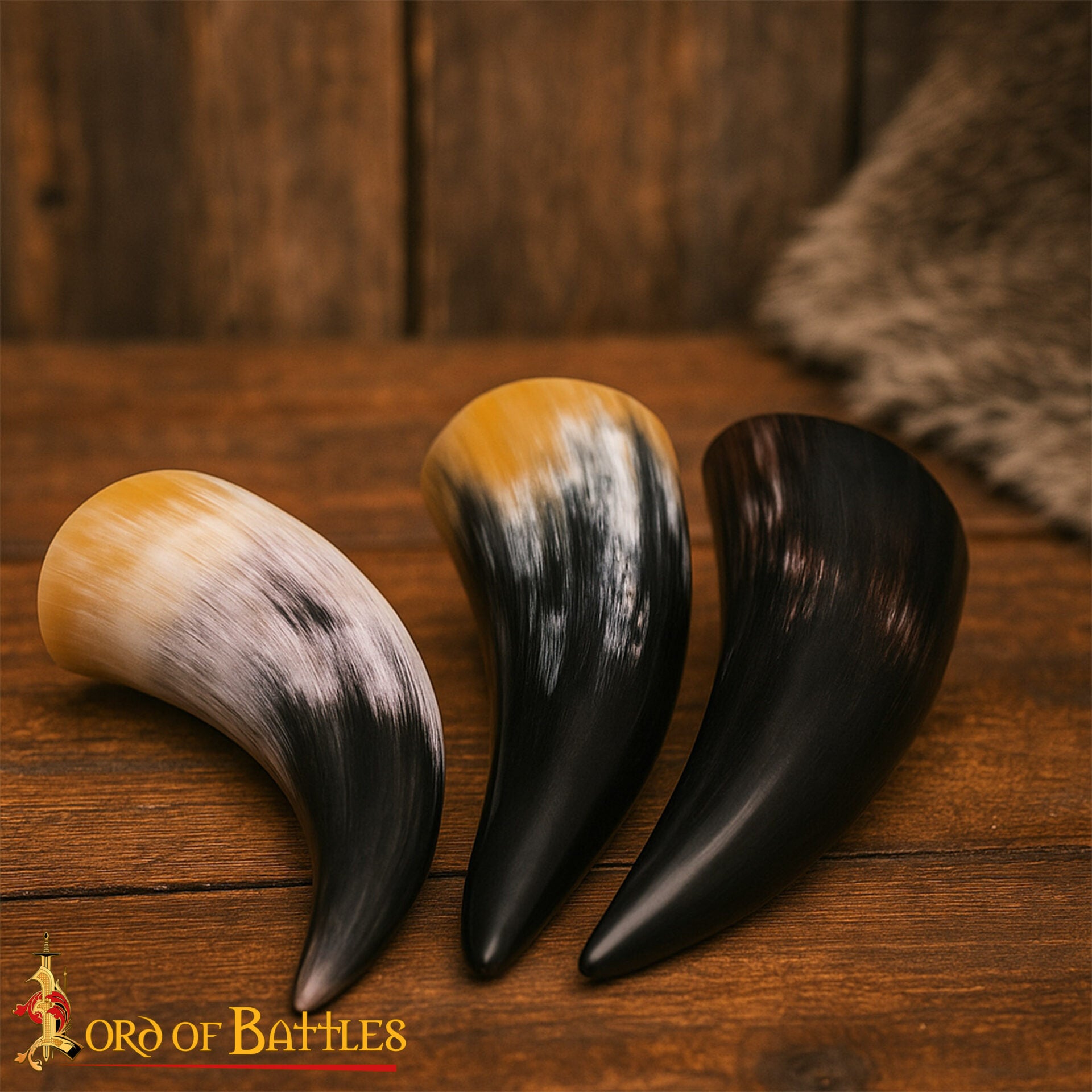 Imagen única de: Viking Drinking Horn - Cuerno de Buey Natural Hecho a Mano (juego de 3)
