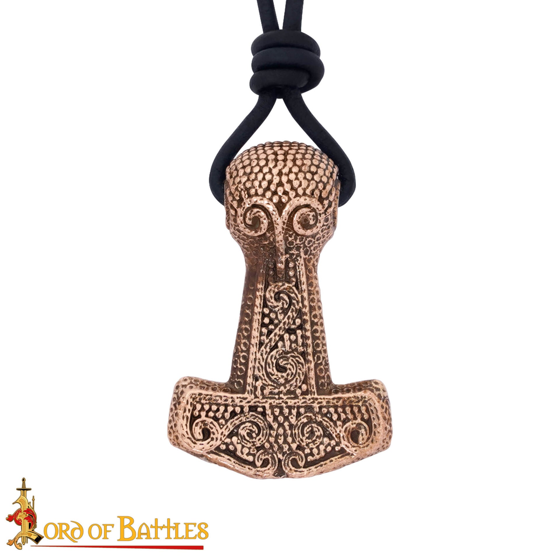 Imagen única de: Colgante Mjölnir de Bronce Macizo de la Era Vikinga con Cordón de Cuero Ajustable