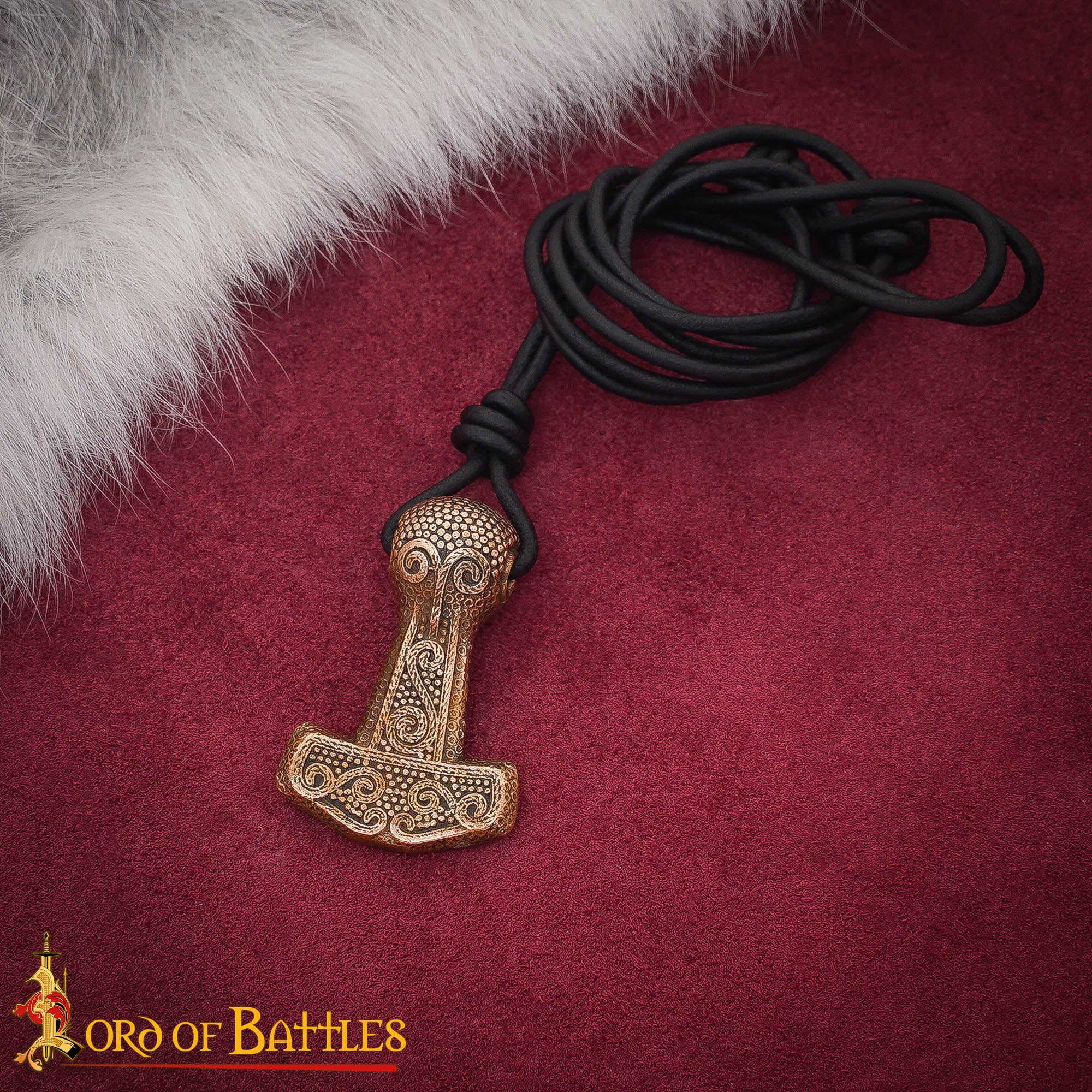 Imagen única de: Colgante Mjölnir de Bronce Macizo de la Era Vikinga con Cordón de Cuero Ajustable