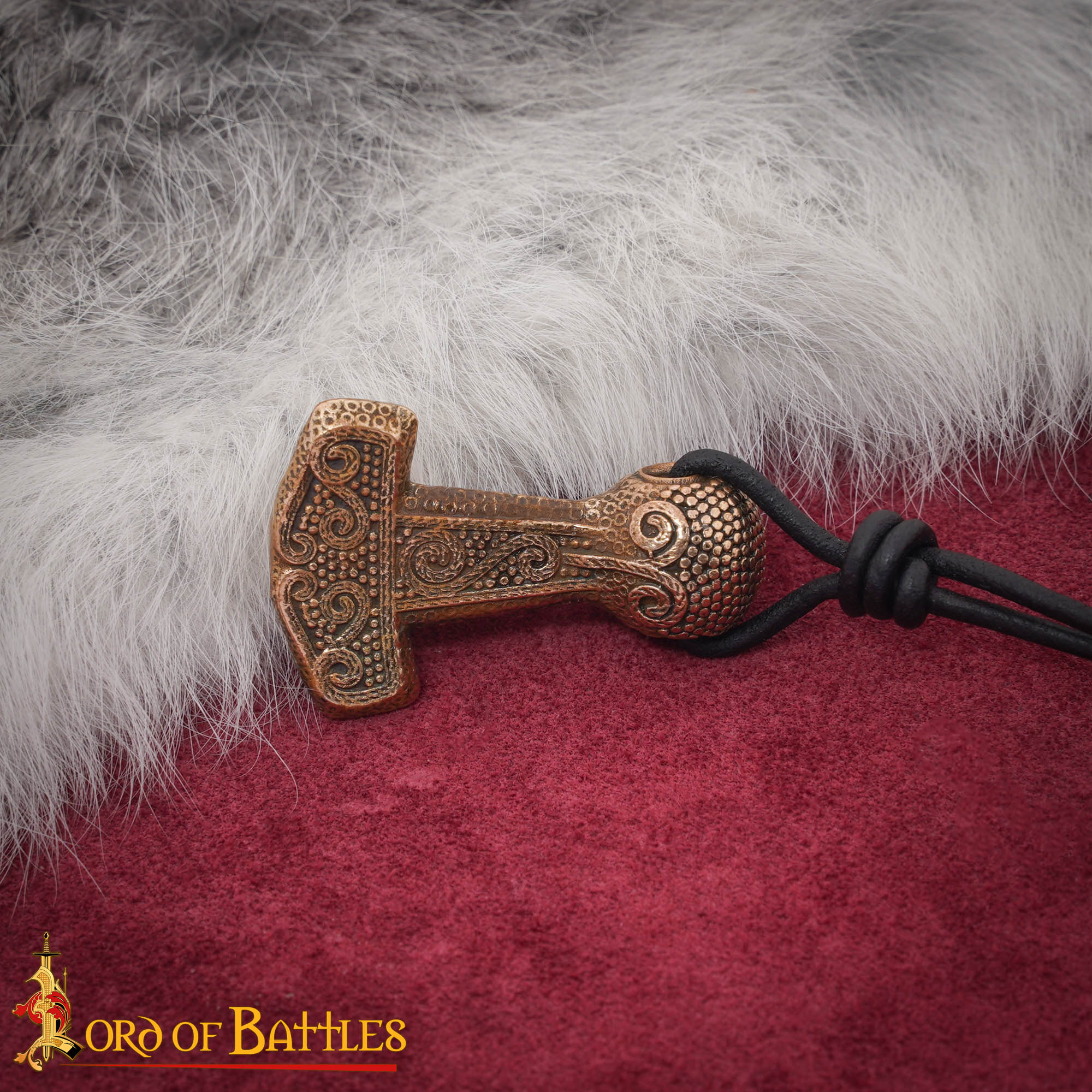 Imagen única de: Colgante Mjölnir de Bronce Macizo de la Era Vikinga con Cordón de Cuero Ajustable