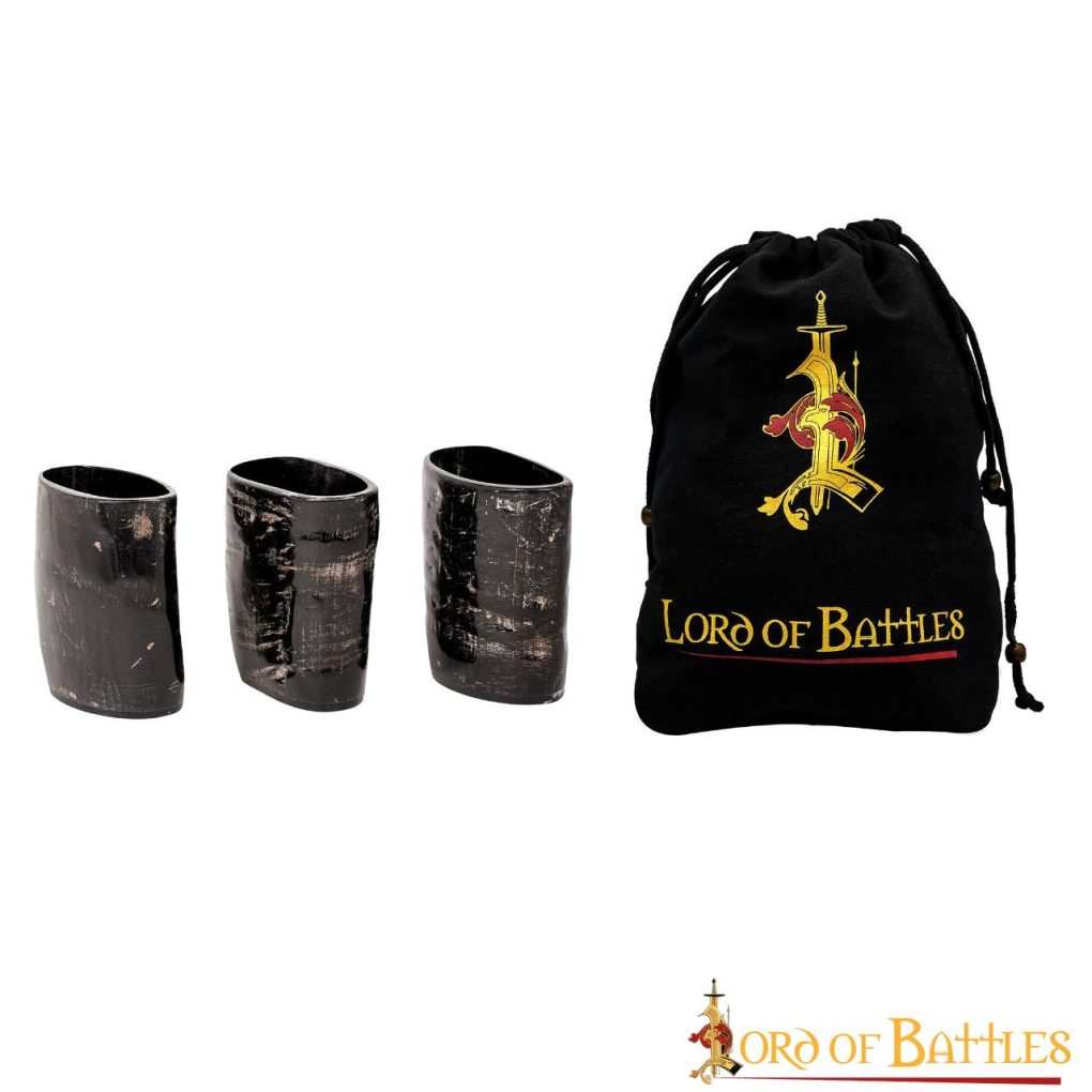 Imagen única de: Set de 3 Vasos Medievales Vikingos de Cuerno de Búfalo Genuino Hechos a Mano