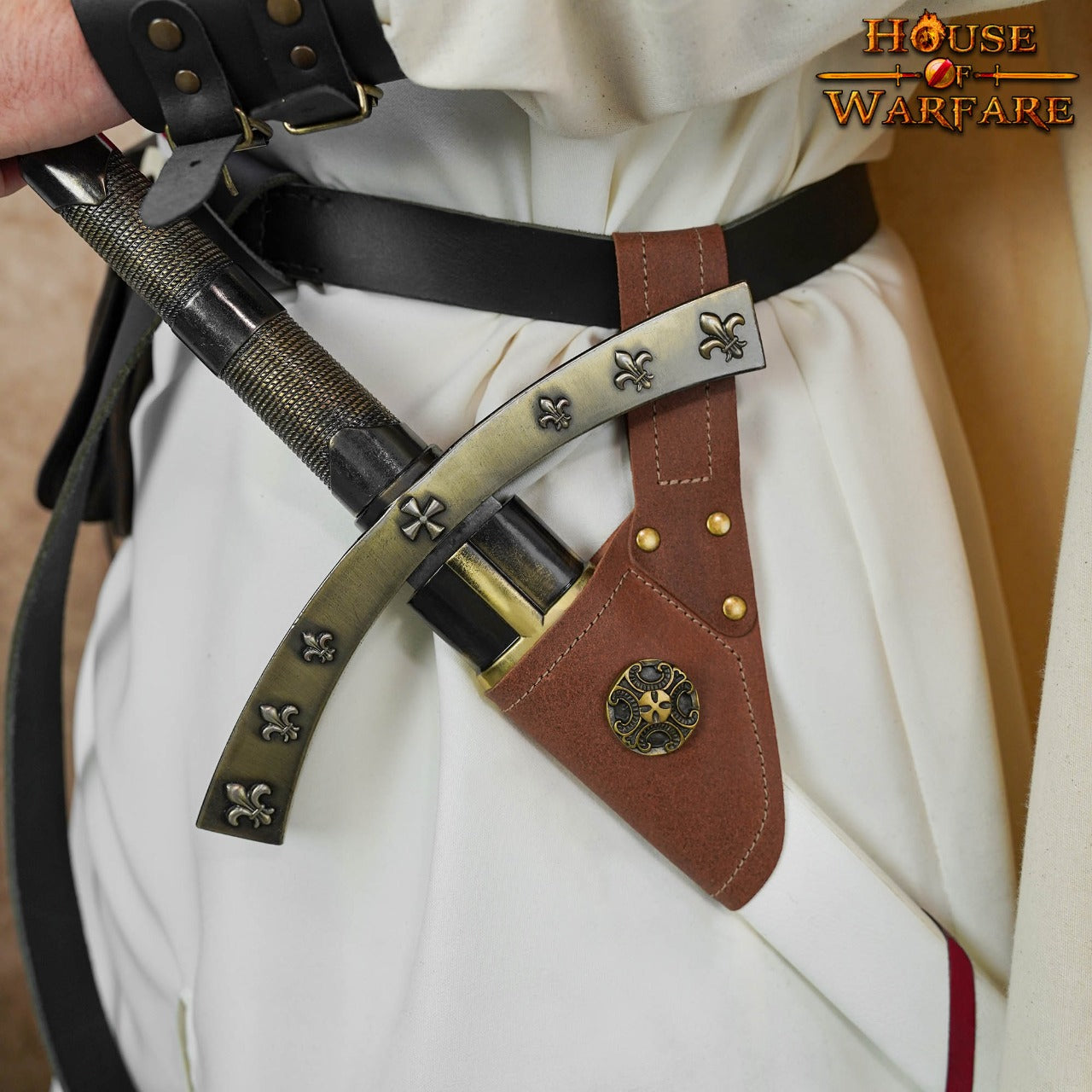 Imagen única de: Espada Medieval de Cuero Diseño Rana Cruz Antigua