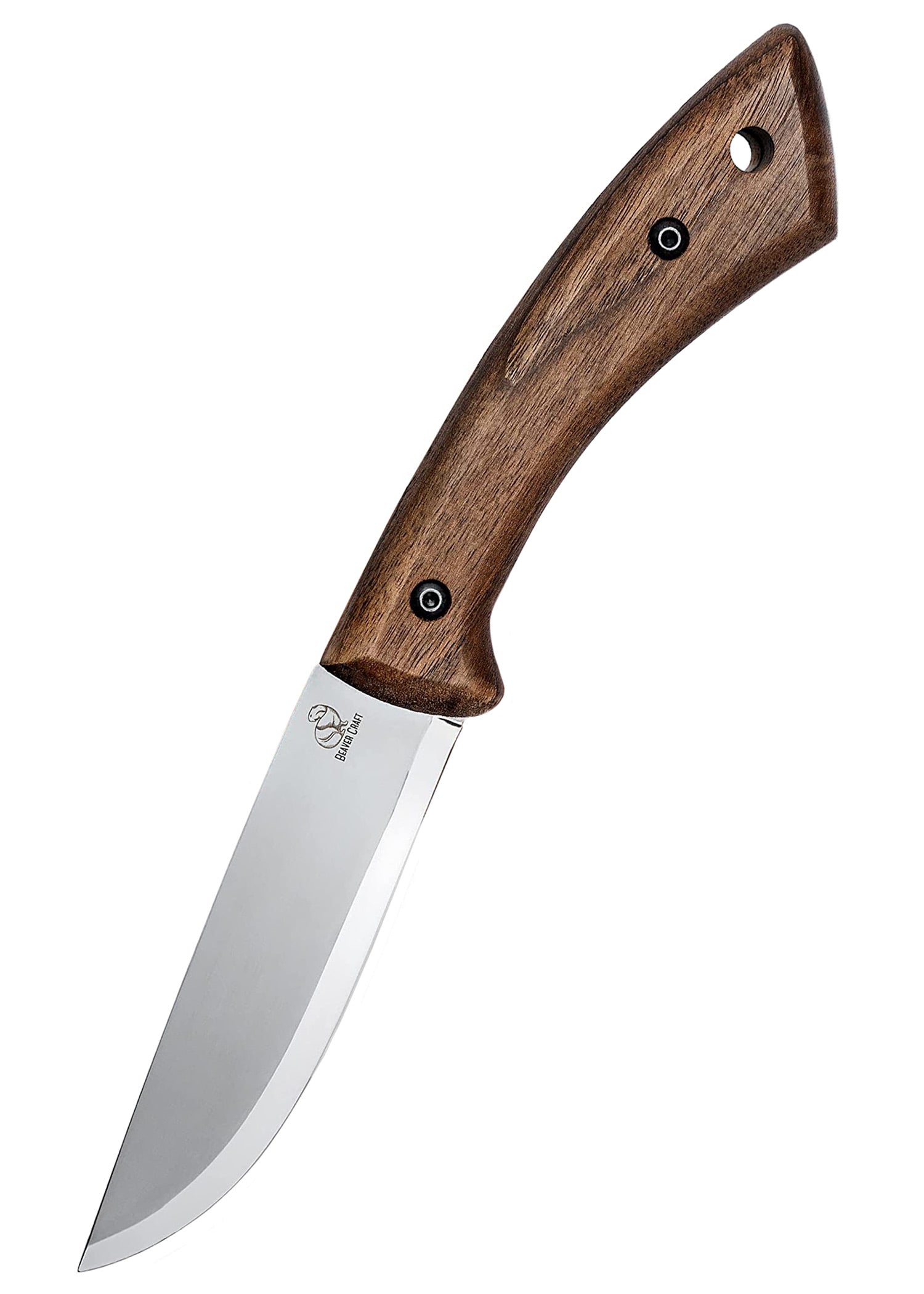 Imagen única de: Cuchillo Bushcraft Con Mango De Nogal Y Funda De Cuero, Beavercraft