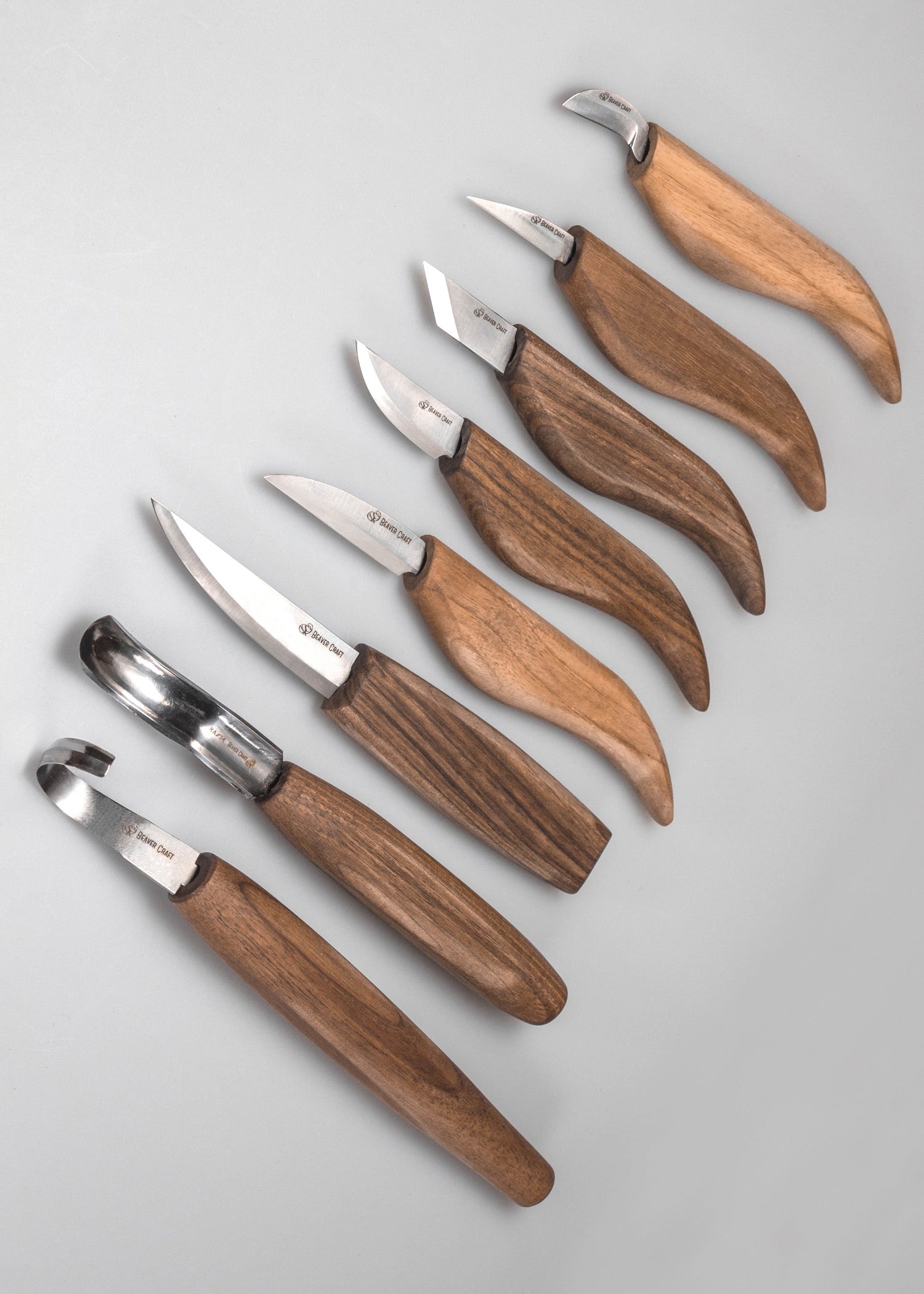 Imagen única de: Juego De Talla De Madera De Lujo (8 Herramientas) Con Mangos De Nogal, Beavercraft