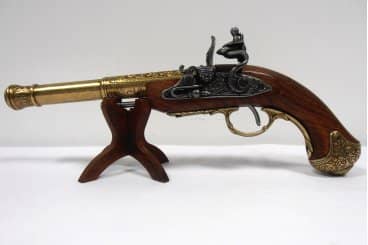 Imagen única de: Pistola De Chispa (Zurda), India S.XVIII., Réplica No Funcional Dorada o Plateada 1296