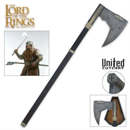Imagen de Hacha de gimli Oficial UC2628 parte de nuestra colección en Tienda Medieval, sitio oficial.