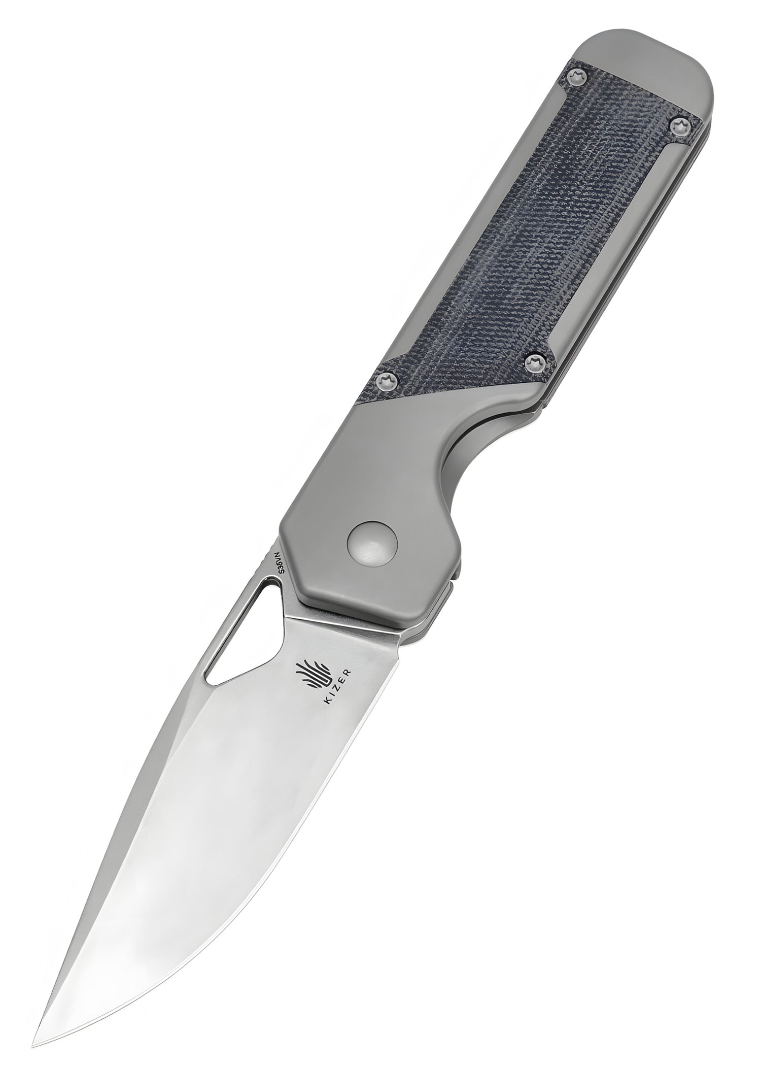 Imagen única de: Navaja Kizer Knives Militaw, Titanio + Micarta, Lavada A La Piedra