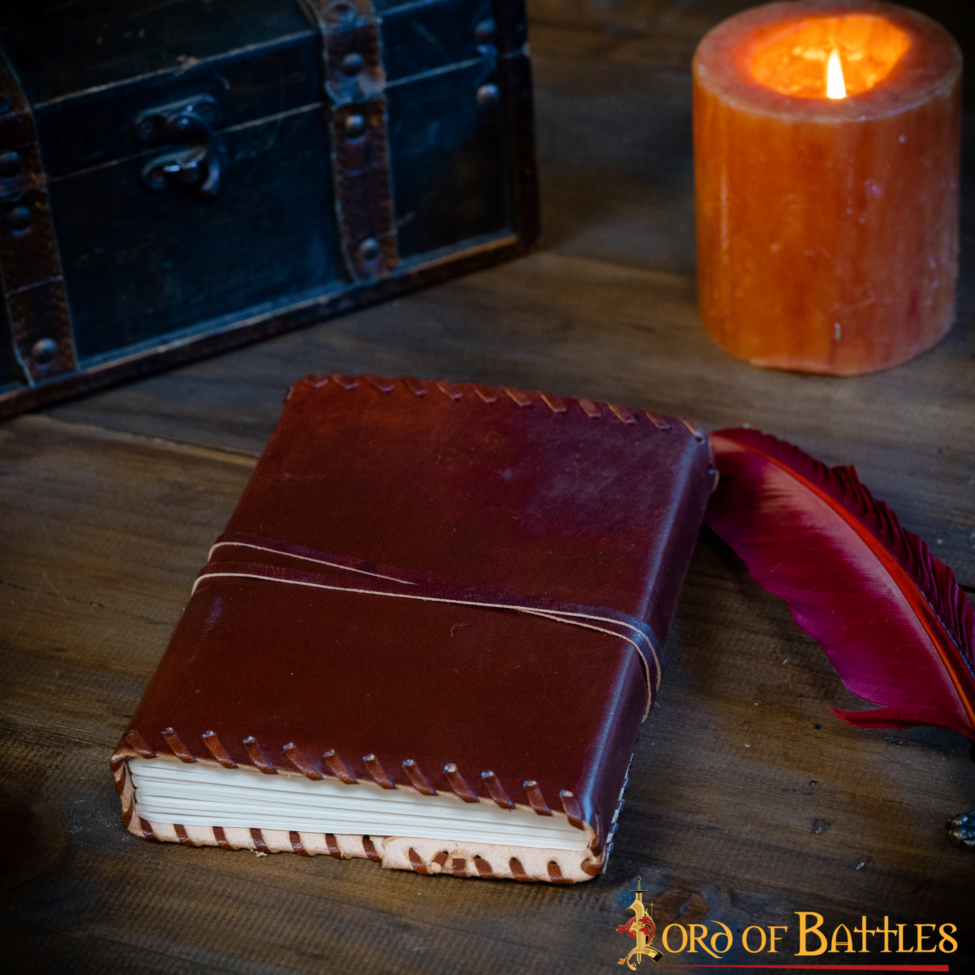 Imagen única de: Diario Medieval con Bordes Cosidos Diario de Cuero Vintage