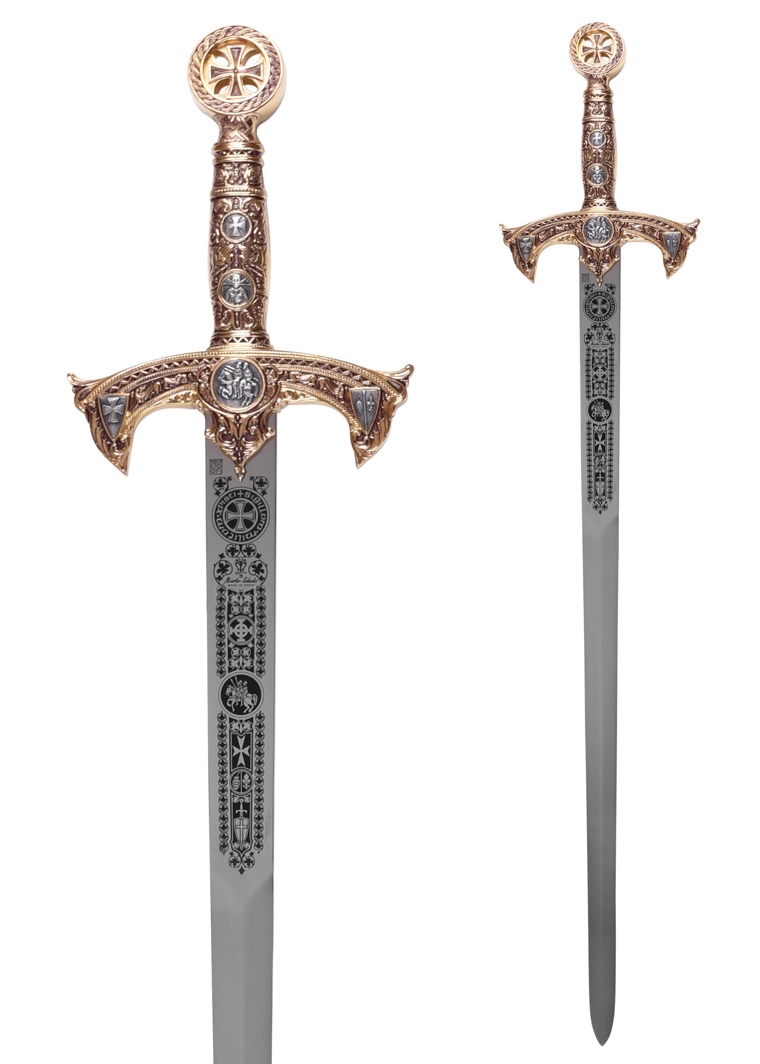 Imagen única de: Espada Templaria Dorada, Roja Con Grabado Decorativo.