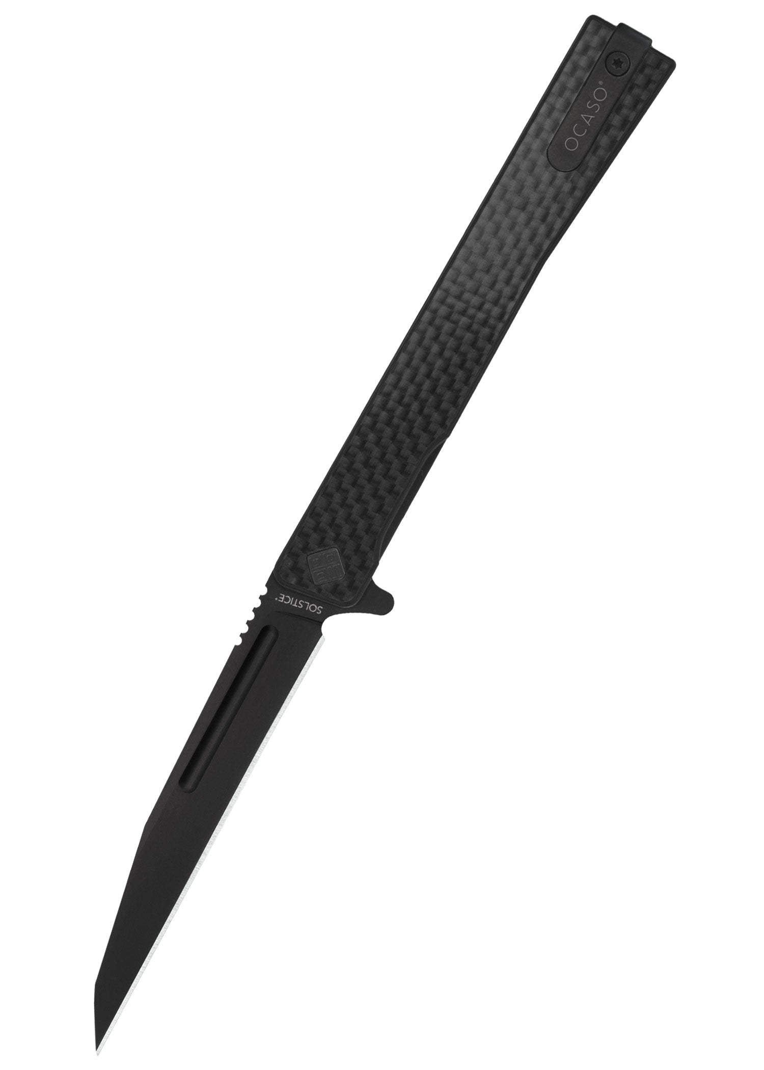Imagen única de: Navaja De Bolsillo Solstice, Wharncliffe, Carbono, Negra, Ocaso Knives