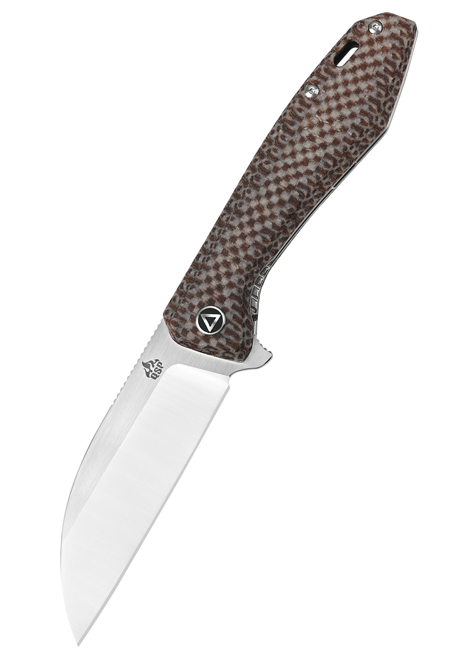 Imagen única de: Navaja Pelican, Hoja Satinada, Mango De Micarta Textura Marrón