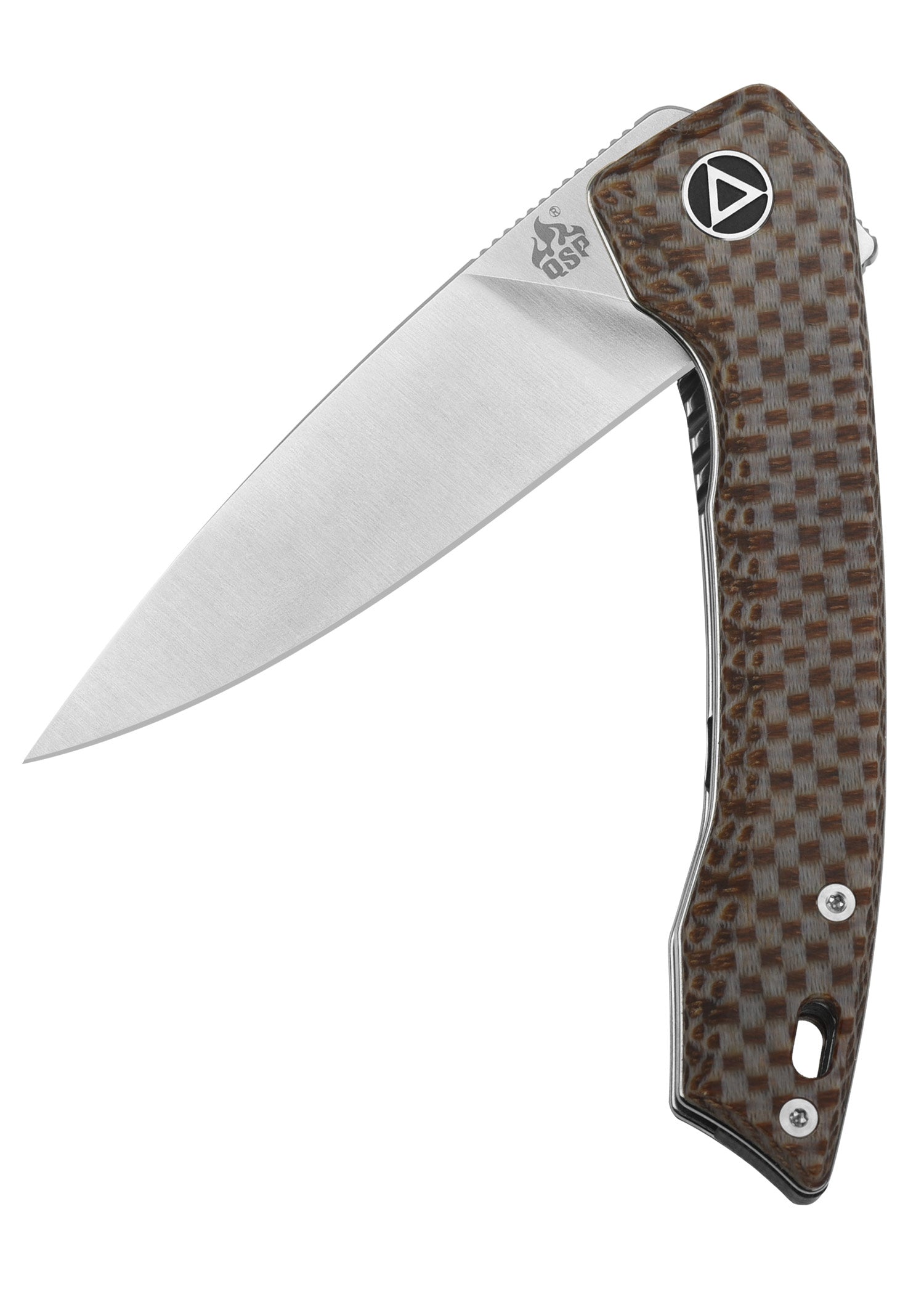 Imagen única de: Navaja De Bolsillo Leopardo, Hoja Satinada Y Mango De Micarta Texturizada Marrón.