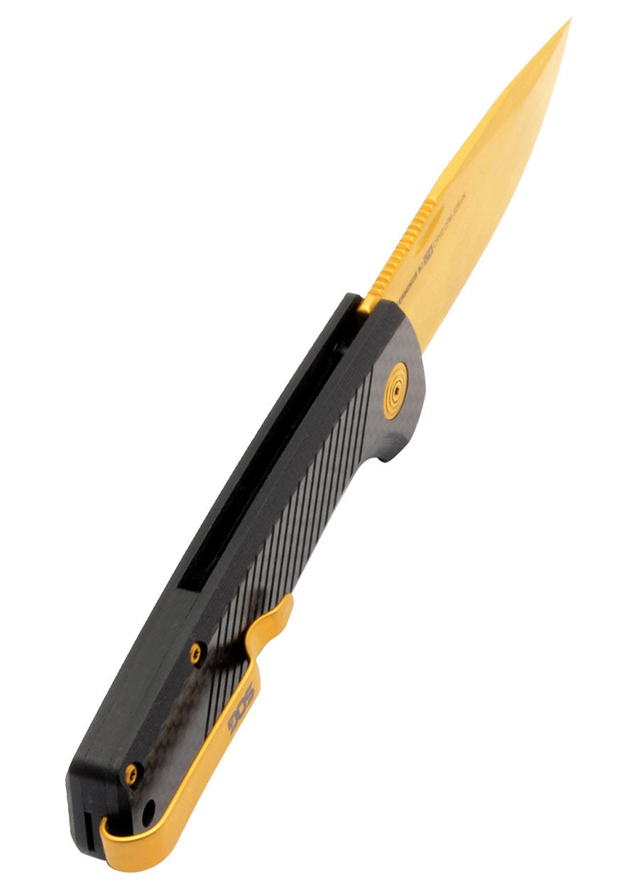 Imagen única de: Sog Terminus Sj Lte, Carbono + Oro, Navaja De Bolsillo