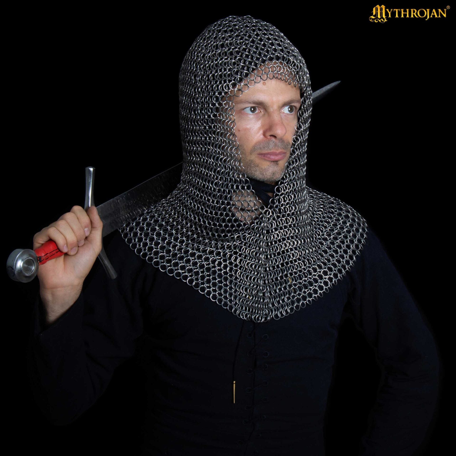 Cofia de Cota de Malla - 10mm 16 Gauge Stainless Steel Butted Rings, Medieval Hood Armor - Imagen 1