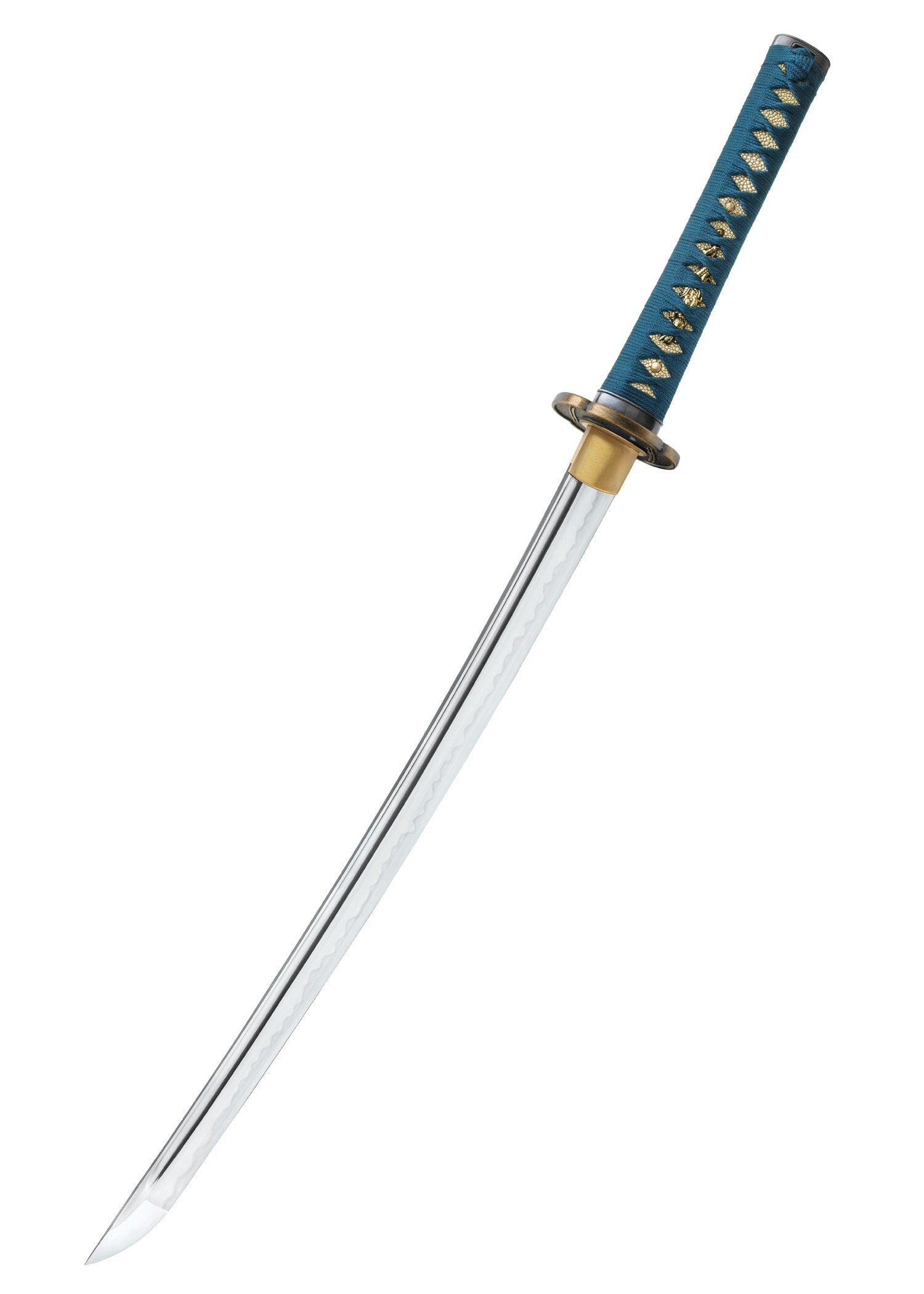 Imagen única de: Espada Wakizashi Teal Del Maestro Longquan Forjada Con Martillo Shikoto