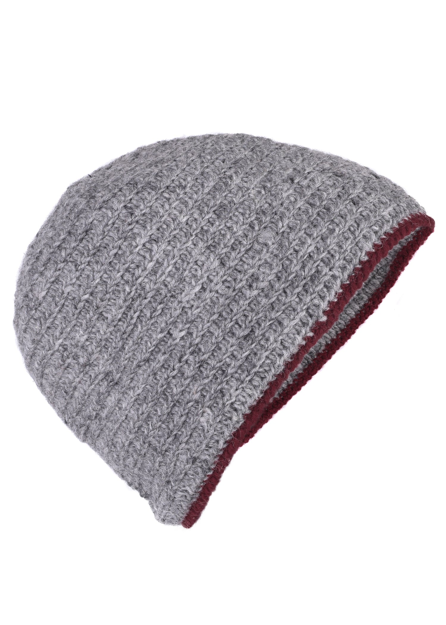 Imagen única de: Gorro De Lana Tejido A Ganchillo, Gris Burdeos