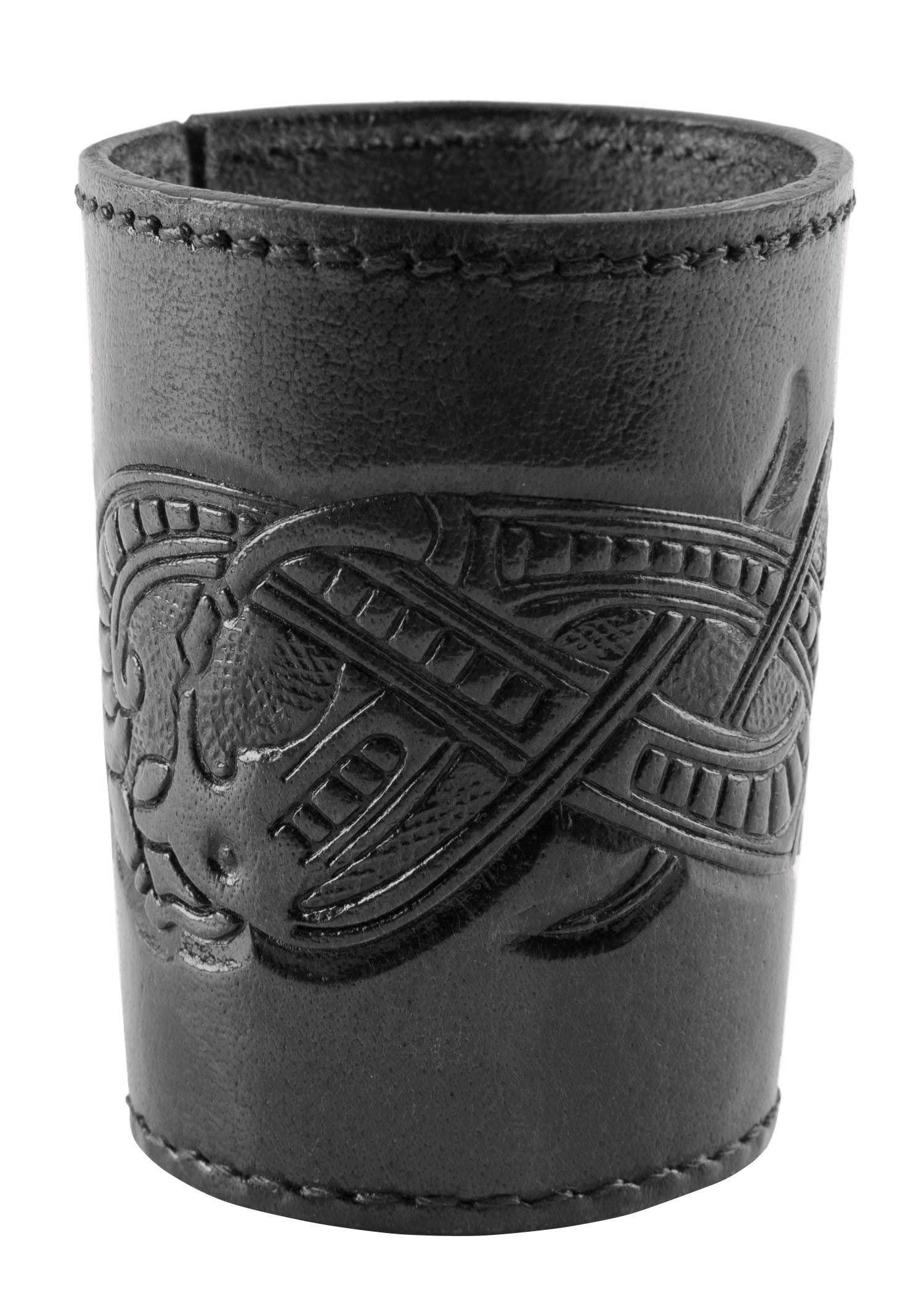 Imagen única de: Cubitera De Cuero Con Motivo De Dragón En Relieve, Estilo Gelatina, Negro