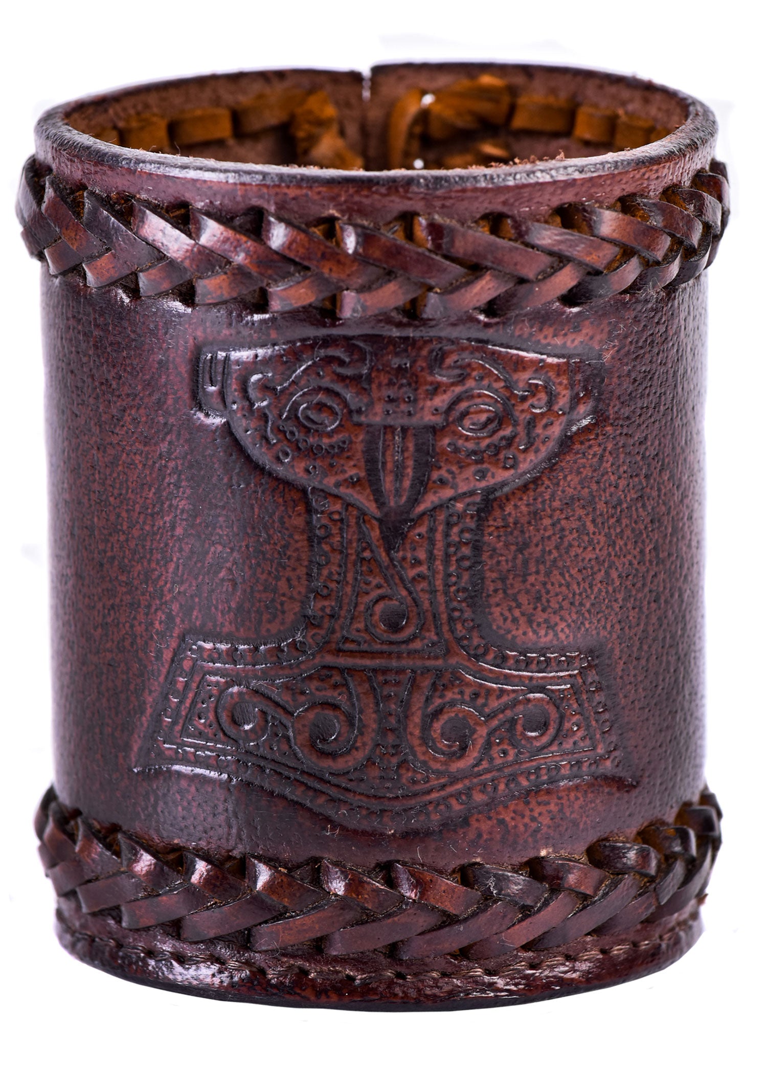 Imagen única de: Cubilete De Cuero Con Martillo De Thor Grabado, Marrón